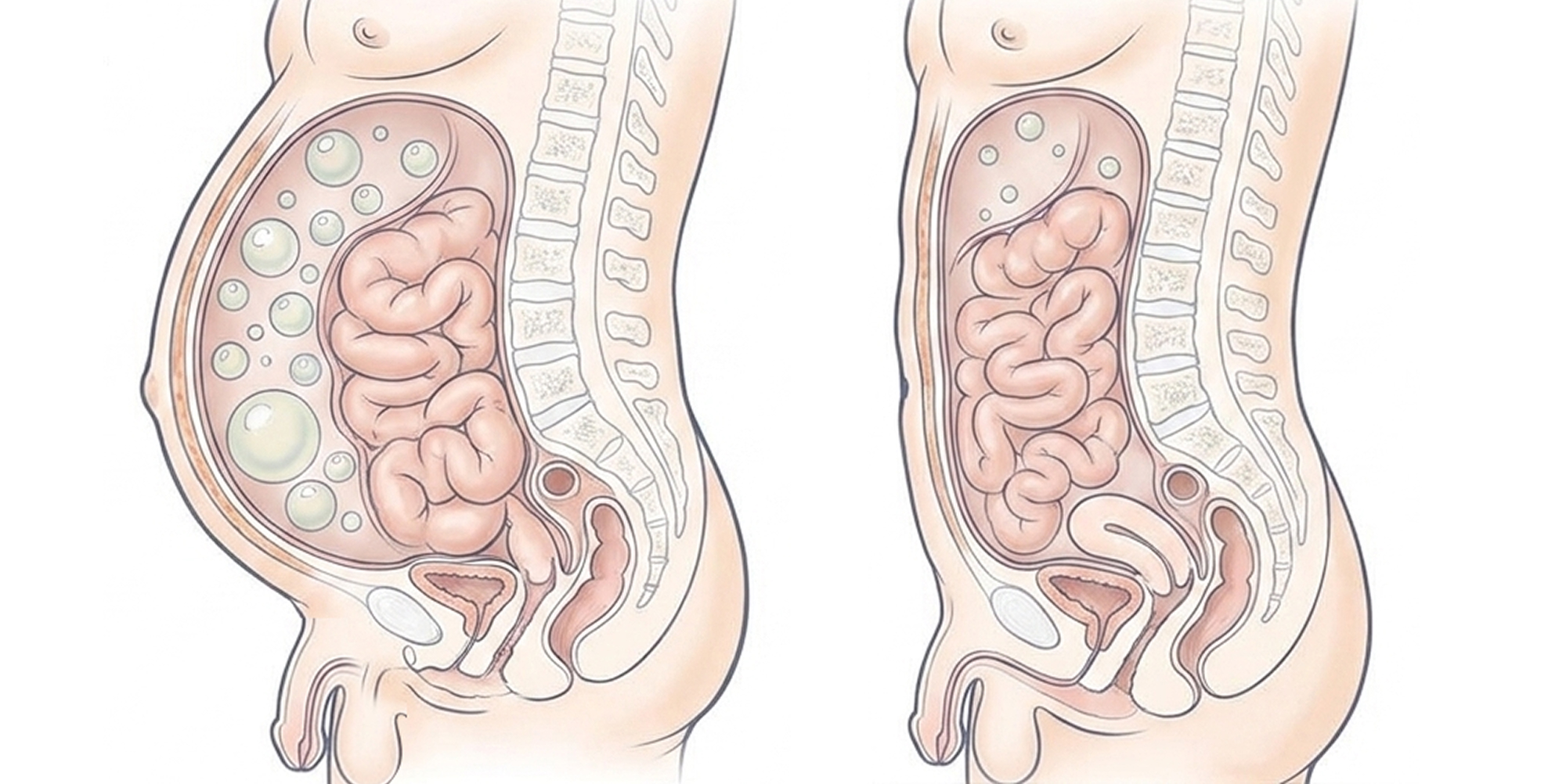 How trapped gas builds up in the gut